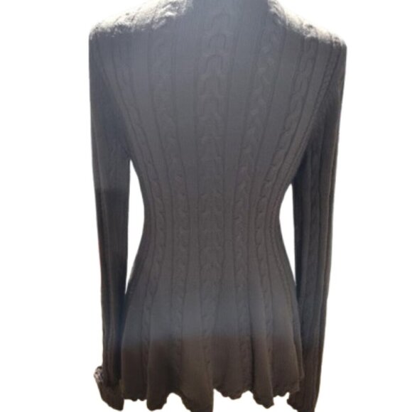 Antonio Melani Tailored Ruffle Bottom Tan Long Sleeve Women's Sweater Size Med - Picture 4 of 9